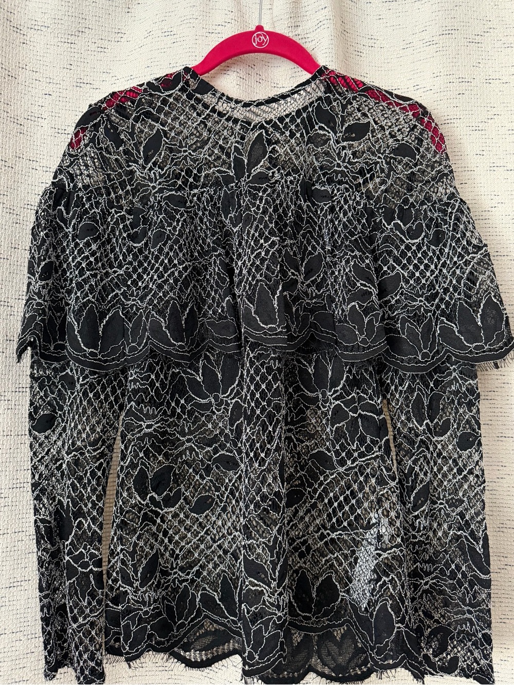 Zara Women's Black Lace Overlay Long-Sleeve Top